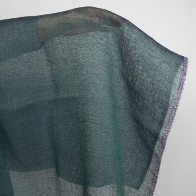 Lininis audinys mėlynai žalias permatomas