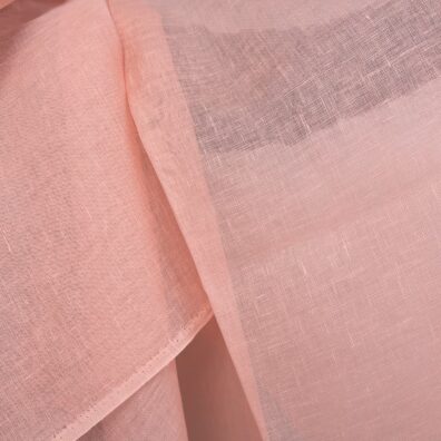 Lininis audinys šviesiai rožinis permatomas, lengvas, retas