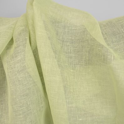 Lininis audinys salotinės spalvos permatomas tinka šalikams, skaroms, užuolaidoms siūti