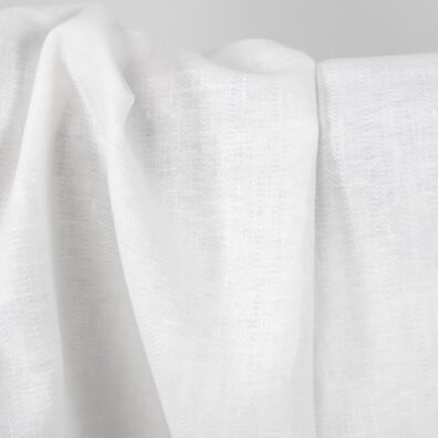 Lininis audinys gelsvai baltas „eglutės“ raštu