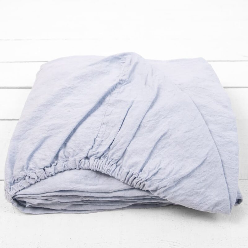 DOVI lininė paklodė melsva su guma