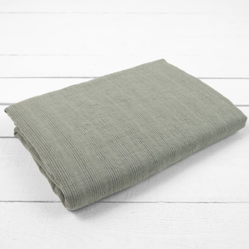 DOVI lininė paklodė žalsva dryžuota