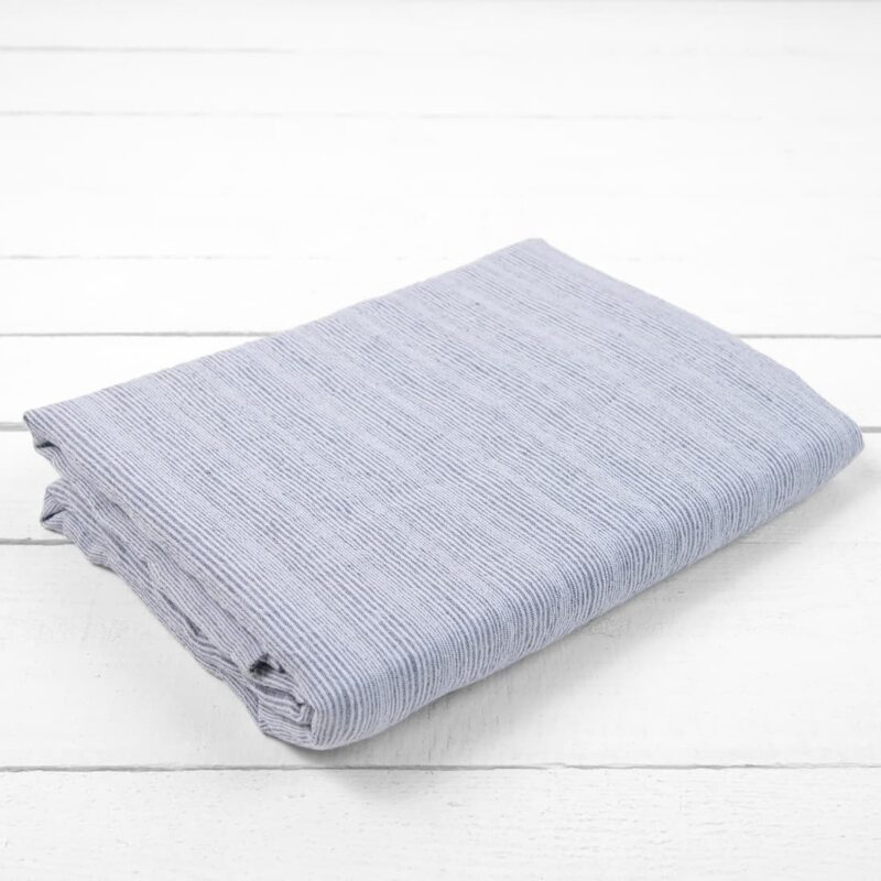 DOVI lininė paklodė melsva dryžuota