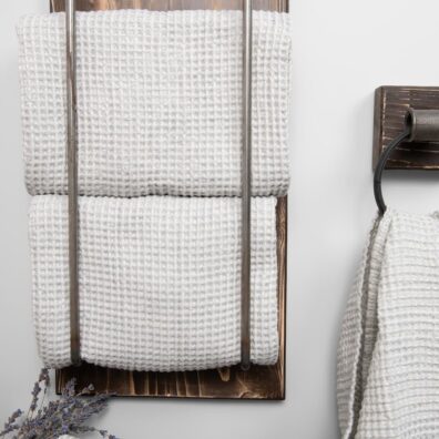 BINGO lino-medvilnės rankšluostis melsvai pilkas