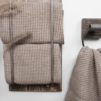 BINGO lino-medvilnės rankšluostis pilkai rudas