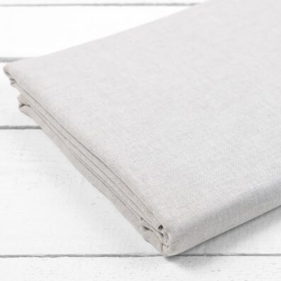 OLDA lino - medvilnės paklodė šviesiai pilka melanžinė paprastai apsiūta