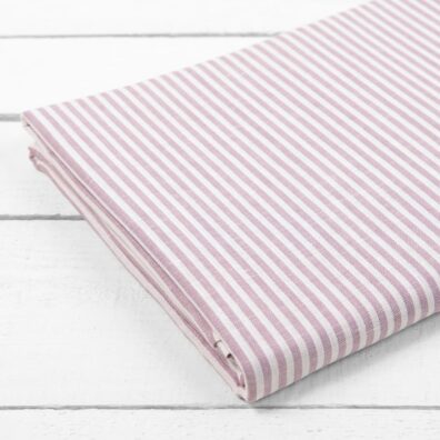 Lino - medvilnės paklodė alyviniais ir baltais dryžiais paprastai apsiūta