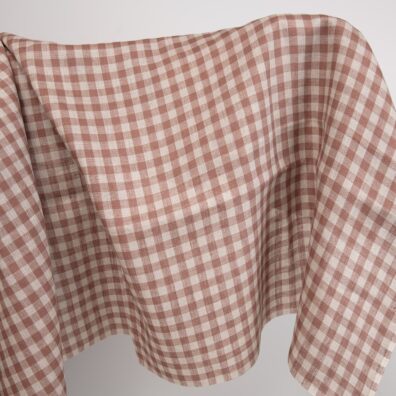 Lininis audinys rudai-pilkai languotas