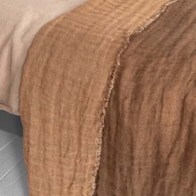 Lininė ruda lovatiesė dvipusė, dvisluoksnė