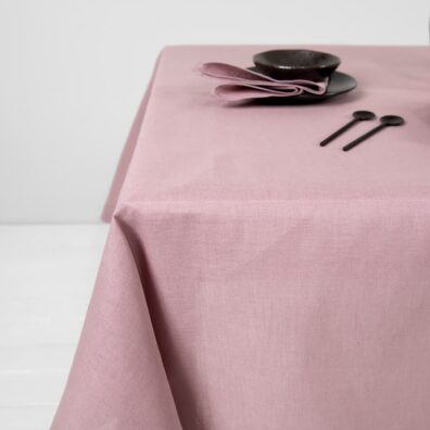 Lino - medvilnės blyškiai alyvinė mereškuota staltiesė