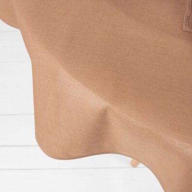 Šviesiai ruda apvali (ovali) mereškuota lino-medvilnės staltiesė