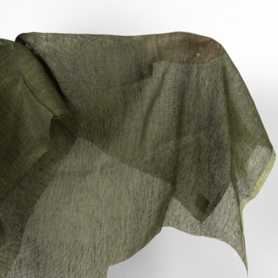 Lininis audinys juodai žalias permatomas