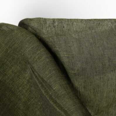 Lininis audinys juodai žalias permatomas tinka užuolaidoms ir šalikams siūti