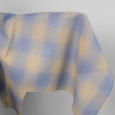 Lininis audinys rusvai mėlynas languotas