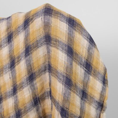 Lininis audinys mėlynai languotas dvipusis skalbtas, minkštas, švelnus