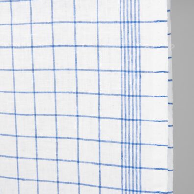 Lininis audinys mėlynais langeliais 60cm pločio tinka virtuvės rankšluostukams siūti