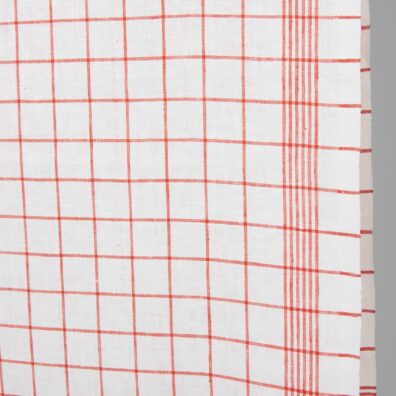Lininis audinys raudonais langeliais 60cm pločio tinka virtuvės rankšluostukams siūti