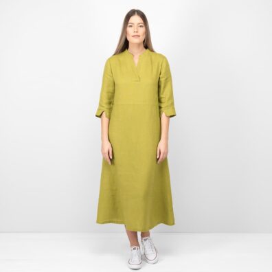 VENA lininė žalia suknelė