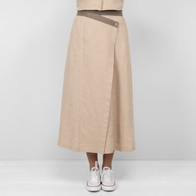 BRITTANY lininis rusvas sijonas