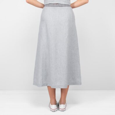 Lininis pilkas sijonas A silueto