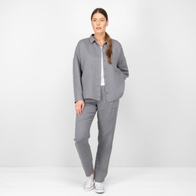 Lininė tamsiai pilka palaidinė marškinių tipo