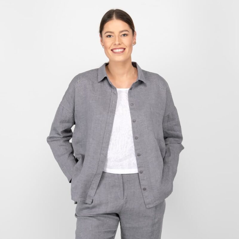 ODILE lininė tamsiai pilka palaidinė