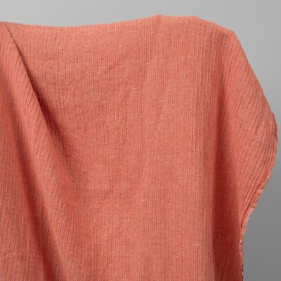 Puslininis audinys raudonai-baltas dryžuotas skalbtas