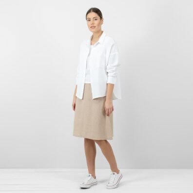 Lininis rusvas sijonas siekiantis kelius