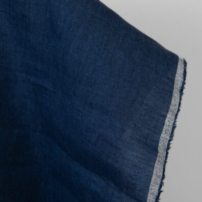 Tamsiai mėlynas melanžinis lino audinys 150cm pločio
