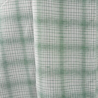 Lino - medvilnės audinys baltas žaliais langeliais