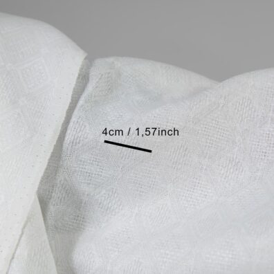 Lino - medvilnės audinys žakardinis ryškiai baltas su rombų raštu