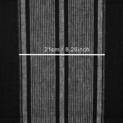 Lininis rankšluostinis audinys juodas su baltomis juostelėmis, 50cm pločio