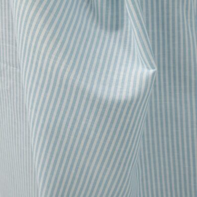 Puslininis audinys melsvai dryžuotas platus tinka drabužiams ir namų tekstilei siūti