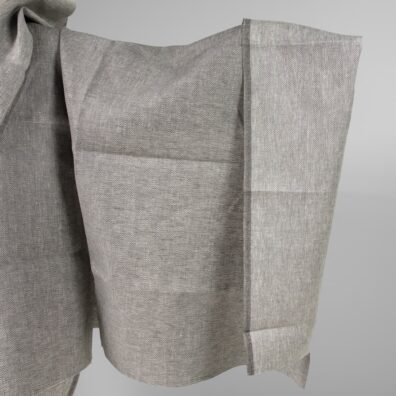 Lininis audinys pilkai rudas „eglutės“ raštu