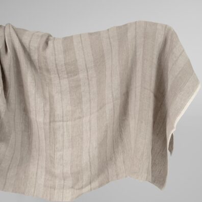 Lino audinys rusvais dryžiais skalbtas