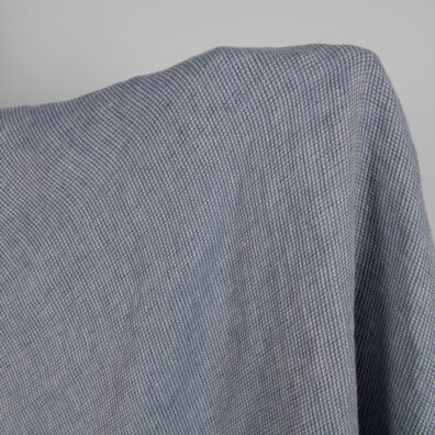 Lininis audinys mėlynai-pilkai raštuotas skalbtas minkštas švelnus