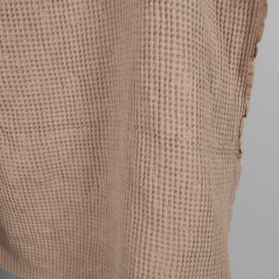 Lino - medvilnės audinys šviesiai rudas „vaflinis“ skalbtas