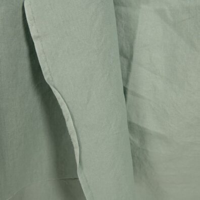 Lino - medvilnės audinys akvamarino spalvos skalbtas tinka drabužiams ir namų tekstilei siūti