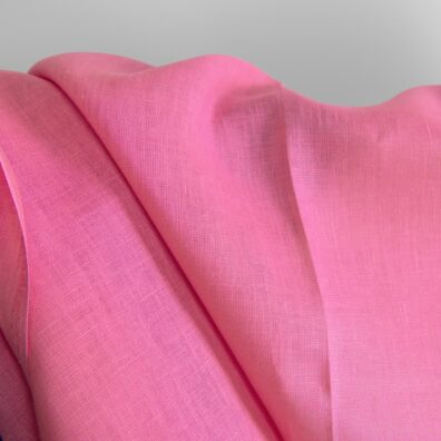 Rožinis lino audinys 150cm pločio