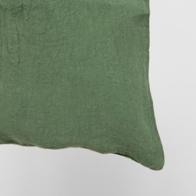 MENDOSA lininis žalias pirkinių krepšelis pasiūtas iš minkšto švelnaus skalbto audinio