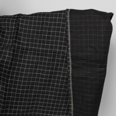 Lininis juodai-baltai languotas dvipusis audinys