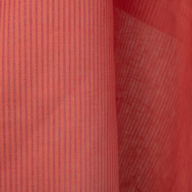 Lininis audinys rausvai dryžuotas tinka drabužiams ir namų tekstilei siūti