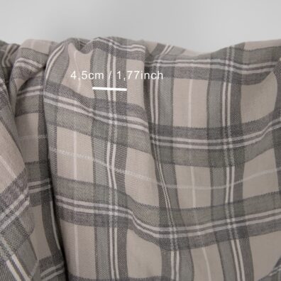 Puslininis audinys smėlio spalvos languotas skalbtas, minkštas, švelnus