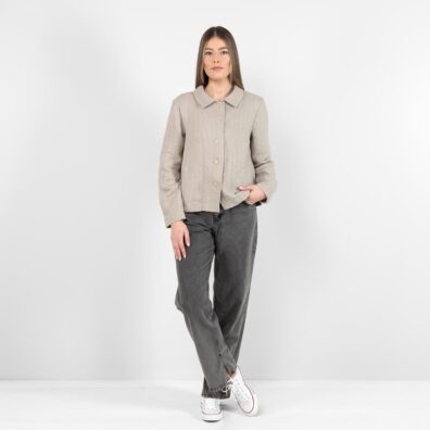 LIMA puslininis smėlio spalvos švarkelis zigzagų raštu