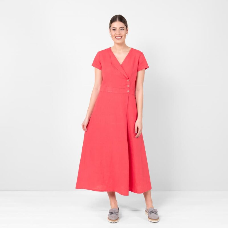 LAUREN lininė raudona suknelė