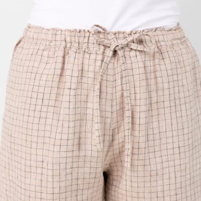 DOLFI lininiai rusvi šortai užrišami raišteliu priekyje