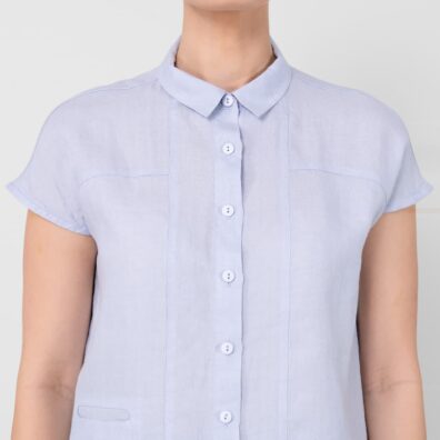 KRISTI lininė melsvai pilka palaidinė susagstoma per visą ilgį