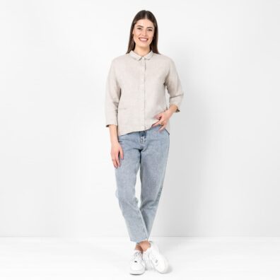 BIANCA lininė šviesiai pilka marškinių tipo palaidinė