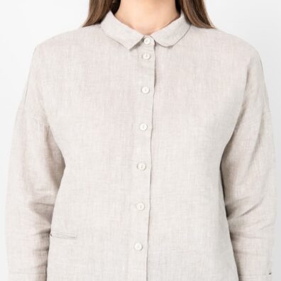 BIANCA lininė šviesiai pilka palaidinė susagstoma priekyje