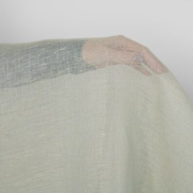 Lininis audinys pilkšvai žalsvas permatomas lengvas retas
